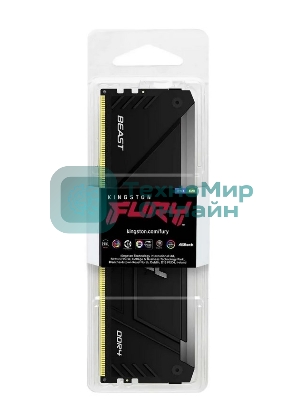 Оперативная память Kingston Fury Beast, DDR4, 16GB (1x16GB), 3200MHz, CL16, DIMM, радиатор, RGB, черный
