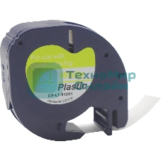 Картридж ленточный Cactus CS-LT-91201 черный шрифт, белый фон (12 мм, 4 м) для Dymo Letra Tag LT-100H