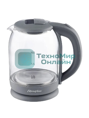 Чайник электрический МАТРЕНА MA-007 1.8 л,стекло/пластик, серый (105225)