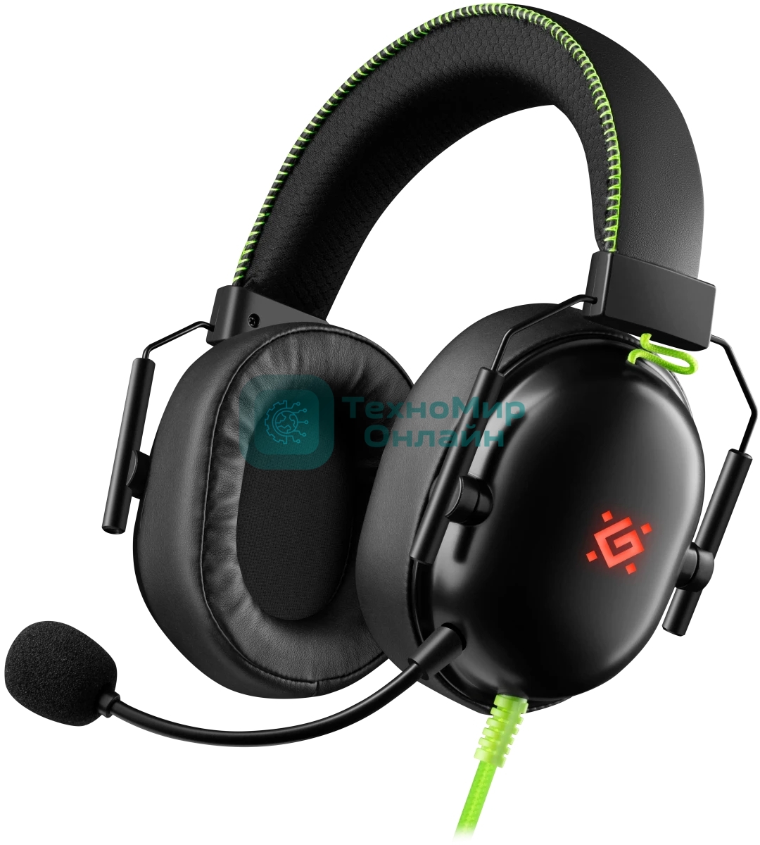 Гарнитура Defender Toxic чёрный, проводная, USB / mini jack 3.5 мм, подсветка