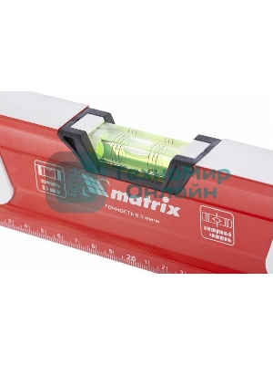 Уровень Matrix алюминиевый, магнит фрезеров 3 глазка 2 комп, рукоятки, 1200 мм