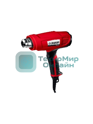 Фен технический Зубр ФТ-1600мастер. слюдяной изолятор насадки 2 режима 350град/350л/мин