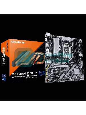 Материнская плата Gigabyte B860M D3HP, LGA 1851, Intel B860, 4xDDR5, 4xSATA, 2xM.2, 1xPCIe 5.0 x16, 2xPCIe x1, 1xHDMI, 1xDP, 1x 1Gb LAN, 3xUSB-A 3.2 Gen 1, 3xUSB-A 2.0, 1xUSB-C 3.2 Gen 1, 3x3.5 мм, 7.1, mATX