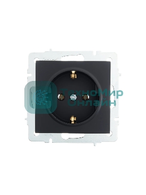 Розетка 1-м СП Vesna с заземл. ПБТ механизм черный бархат LEZARD 742-4288-122B