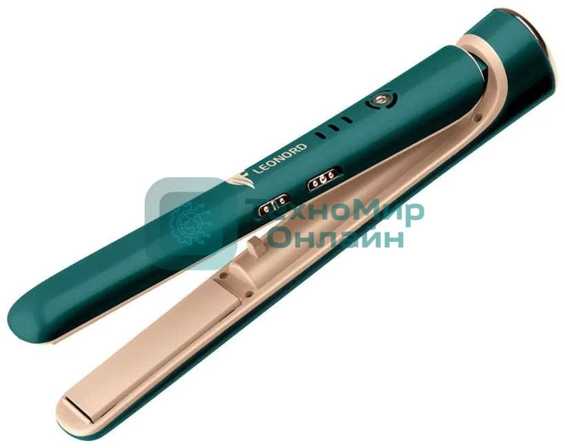 Выпрямитель для волос Leonord LE-1203W беспроводной, зеленый/золотистый, 20 мм, 200 °C, 4 режима