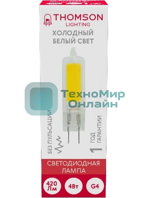 Лампа cветодиодная LED Thomson TH-B4219 G4, капсульная, 4Вт, 6500К, белый холодный, 1 шт.