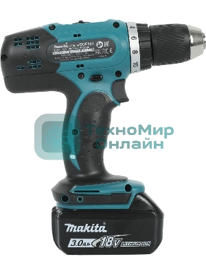 Дрель-шуруповерт Makita DDF453RFE, 18 В, 3 Ач, 42 Нм, щеточный