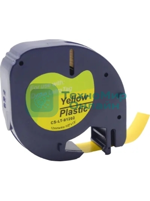 Картридж ленточный Cactus CS-LT-91202 черный шрифт, желтый фон (12 мм, 4 м) для Dymo Letra Tag LT-100H