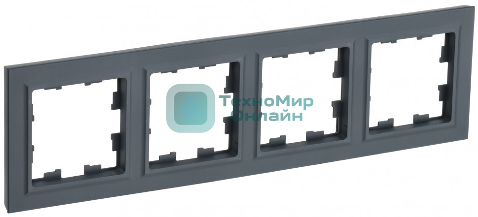 Рамка 4-местная IEK BRITE РУ-4-БрГ графит
