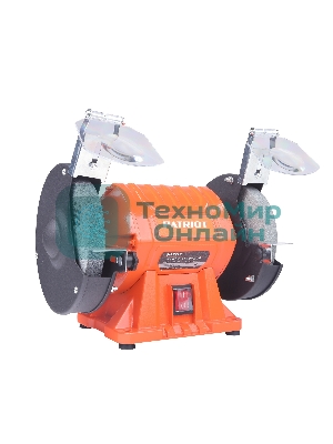 Станок заточной PATRIOT Expert GM 150 P, 375Вт, 2980об/мин, 150мм диск, A36/A60 зерн, посадочный 12.7мм, асинхронный, адаптер на круги 32 мм