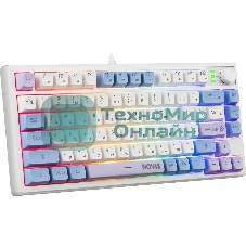Клавиатура проводная игровая Defender Novis GK-318 RU,бел/гол,80кн+FN,радуж,1.5м