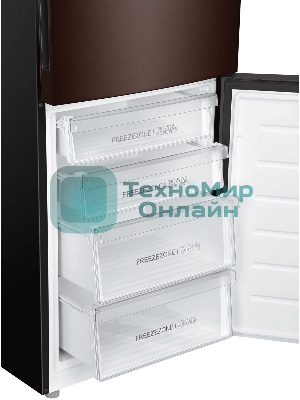 Холодильник Haier C4F740CLBGU1 коричневый двухкамерный 286/115л морозилка снизу, No Frost