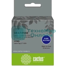 Картридж ленточный Cactus CS-LT-91203 черный шрифт, красный фон (12 мм, 4 м) для Dymo Letra Tag LT-100H