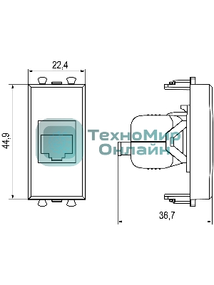 Розетка компьютерная DKC 4400691 1 модуль, Avanti 