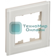 Рамка 1-мест. IEK BRITE РУ-1-2-БрВа стекло ванильный