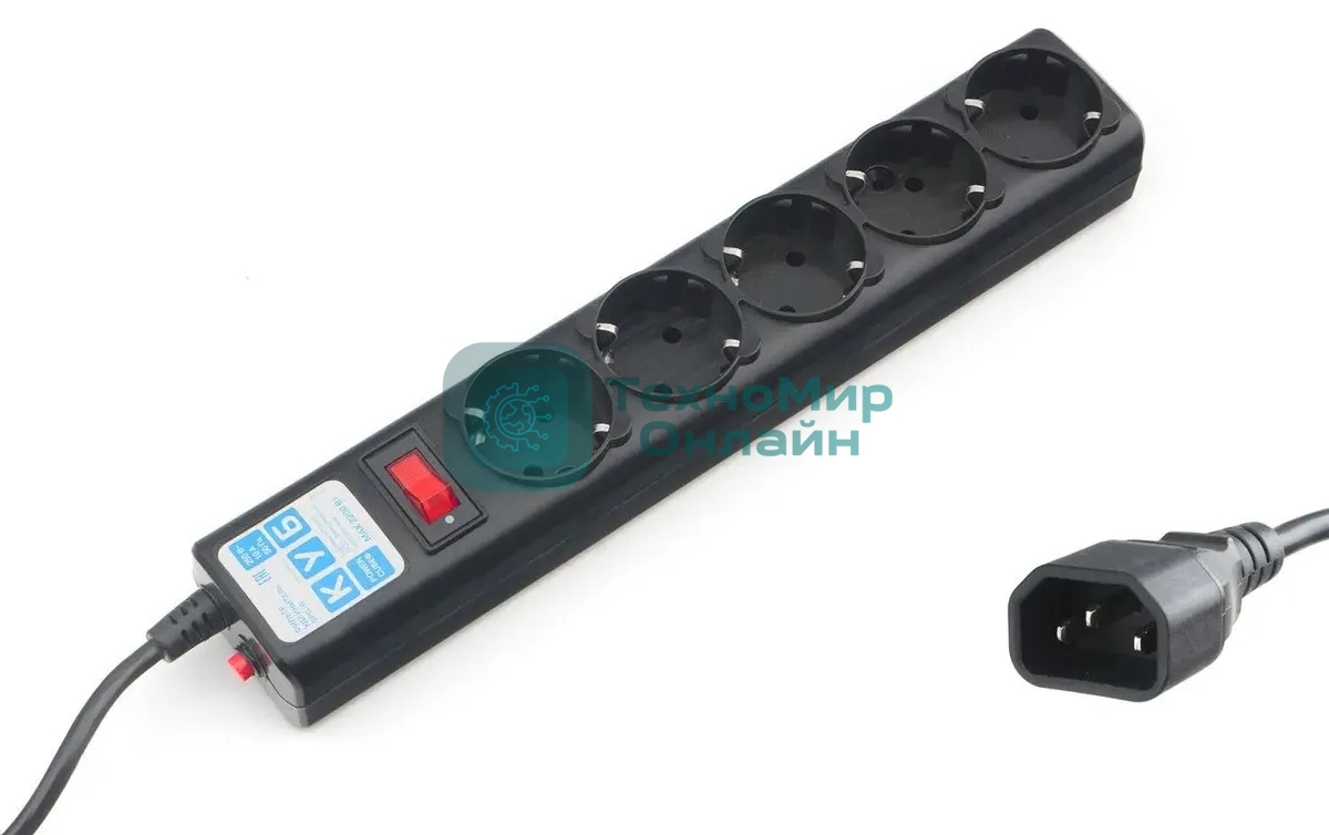 Сетевой фильтр PowerCube, PC 3м, 5р, черный граф. 10А, UPS(C14), SPG5-B3