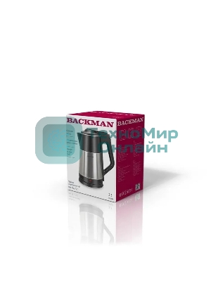 Чайник электрический BACKMAN BM-TEA 727 2,3 л, 2200 Вт, серебристый/черный