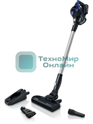 Пылесос вертикальный Bosch Unlimited BCS611P4A POWER FOR ALL 18V синий/черный, питание от аккумулятора, 18 Вт, уборка сухая, пылесборник 0.3 л