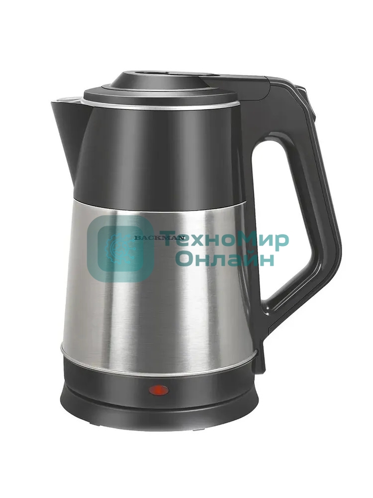 Чайник электрический BACKMAN BM-TEA 727 2,3 л, 2200 Вт, серебристый/черный