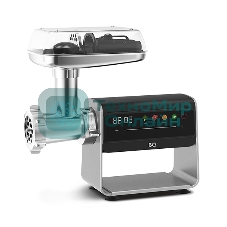 Мясорубка электрическая BQ MG2007 PREMIUM серый, 2500 Вт, 2.7 кг/мин, реверс, защита от перегрузки, насадки - 5