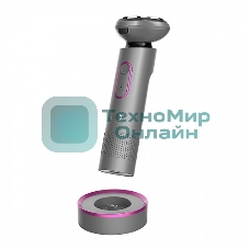 Электробритва BQ SV1008 Gray-Pink. Мощность 5 Вт/Время зарядки 90 минут/Время беспроводной работы 90 минут/Влагозащита IPX6/Электропитание 110-240 В, 50-60 Гц/Ротационная головка бритвы/Мощный мотор/Индикатор заряда батареи/Портативная база для подзарядки/3 насадки в комплекте