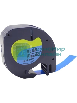 Картридж ленточный Cactus CS-LT-91205 черный шрифт, синий фон (12 мм, 4 м) для Dymo Letra Tag LT-100H