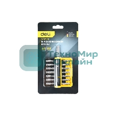 Набор бит 14 шт c держателем Deli DL251201 (SL4,SL5,SL6,PH0,PH1,PH2,PH3,T15,T20,T25,H5,H6,PZ1,PZ2), сталь S2, пласт.держатель