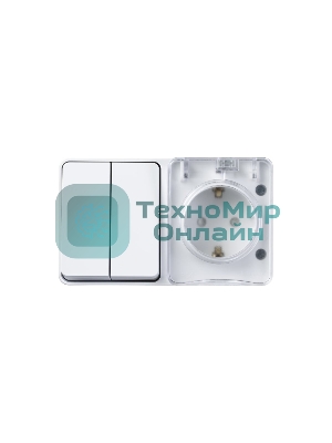 Блок ОП AtlasDesign Profi54 розетка 16А 250В с заземл. защ. шторки + 2-кл. выключатель 10А IP54 бел. SchE