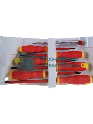 Набор отверток Сибртех диэлектрических до 1000в тестер crv двухкомпонентные рукоятки (7 шт.)