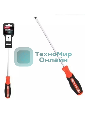 Отвертка шлицевая DELI DL3449 SL6x150мм сталь S2, матовый стержень, двухкомпонентная прорезиненная рукоять