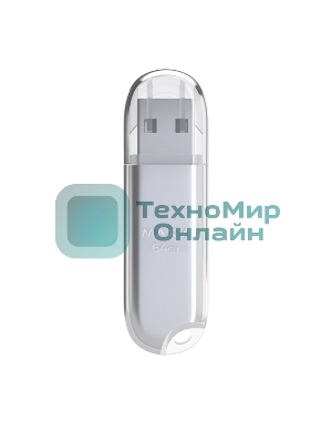 Флешка USB Maxvi P1 (FD64GBUSB20C10P1 silver), 64GB, USB 2.0, R/W 12/5, серебристый