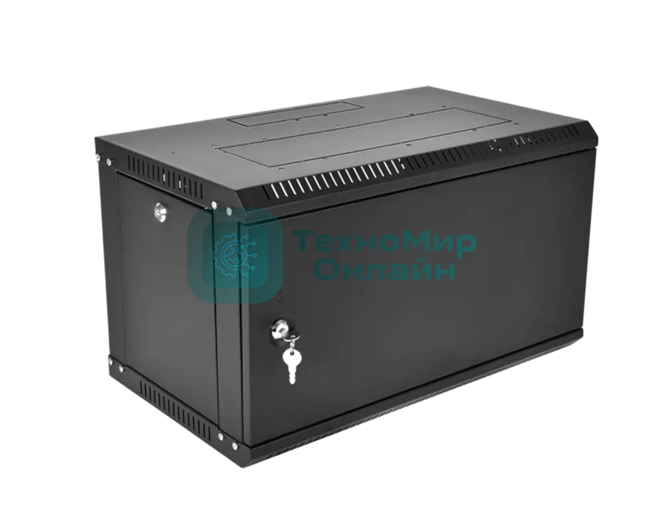 Шкаф телекоммуникационный настенный разборный ЦМО ЭКОНОМ 6U (600 x 650) дверь металл, черный (ШРН-Э-6.650.1-9005)