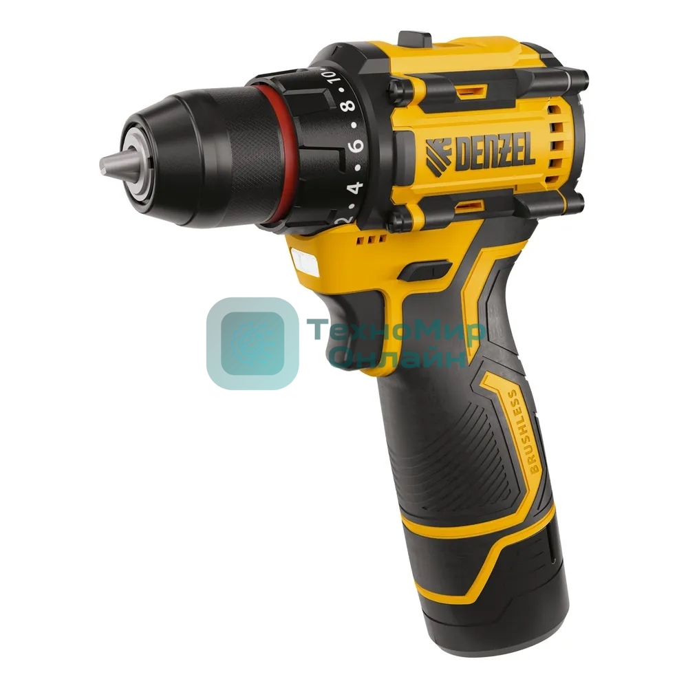 Дрель-шуруповерт Denzel CDH-BL-12, 12 В, 2 Ач, 45 Нм, бесщеточный