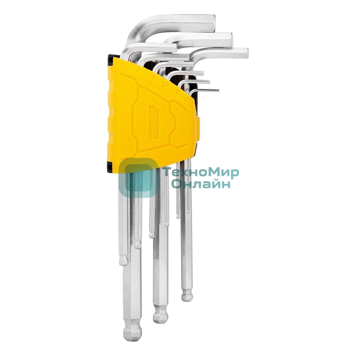 Набор шестигранных ключей с шаром Deli DL3088 9 шт. Размер: 1,5-10 мм. Материал: Cr-V. Шаровой конец. Хромированный.