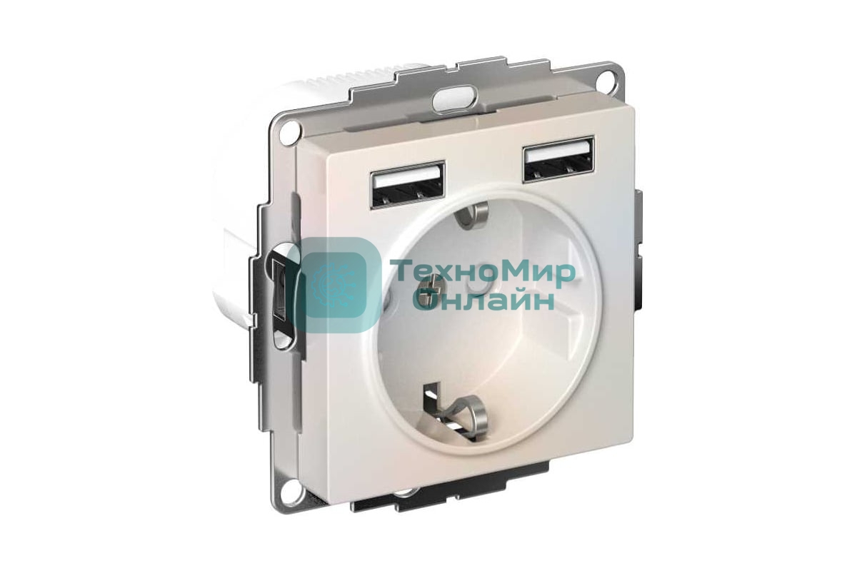 Розетка SE AtlasDesign Жемчуг SO + USB A+A, 5В/2,4А, 2х5В/1,2А, механизм