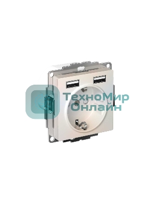 Розетка SE AtlasDesign Жемчуг SO + USB A+A, 5В/2,4А, 2х5В/1,2А, механизм