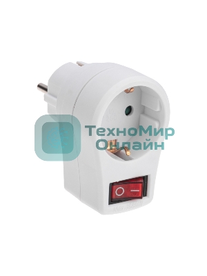 Адаптер сетевой Rexant 16А с выключателем, заземлением и защитными шторками, белый