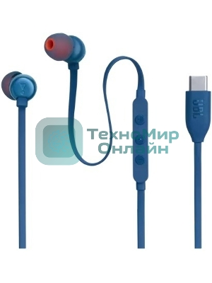 Проводные наушники JBL Tune 310C синий, внутриканальные, микрофон