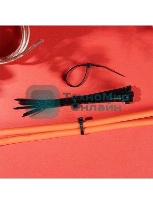 Хомут-стяжка кабельная нейлоновая Rexant 100x2,5 мм, черная, упаковка 100 шт.