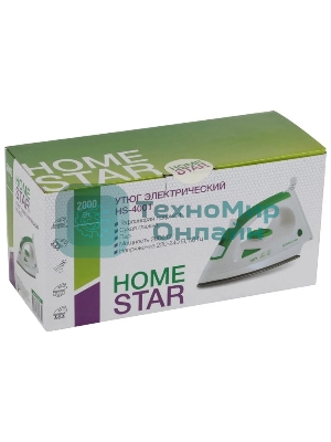 Утюг Homestar HS-4001 бело-зеленый (2000 Вт, пар, тефлоновая подошва)