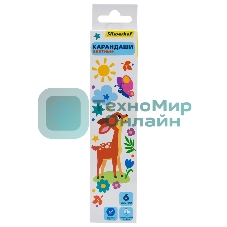 Карандаши цветные Silwerhof Веселые друзья 2.65мм, шестигранный профиль, дерево, ассорти, 6 цветов, коробка с европодвесом