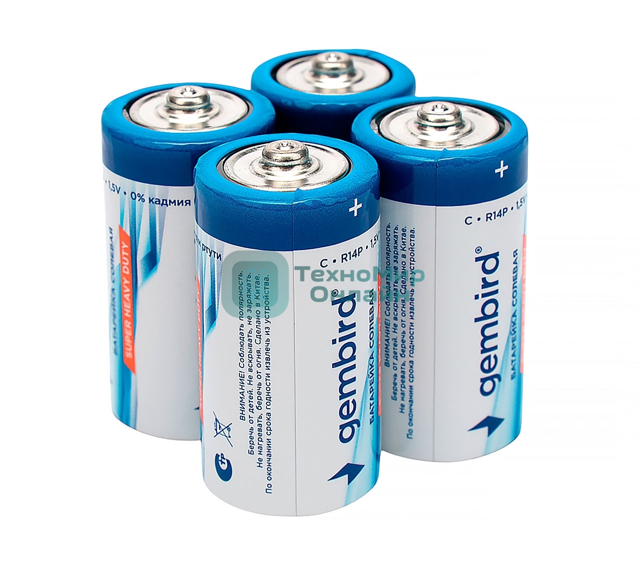 Батарейки солевые Gembird GB-R14P-4B, тип С(R14P), 4шт, коробка