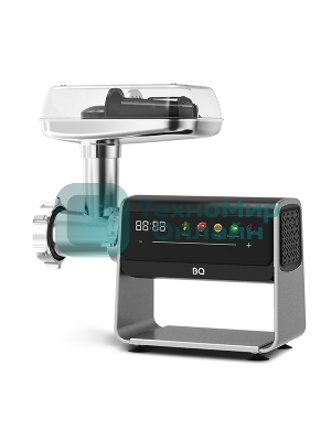 Мясорубка электрическая BQ MG2007 PREMIUM серый, 2500 Вт, 2.7 кг/мин, реверс, защита от перегрузки, насадки - 5