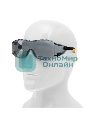 Очки защитные Denzel открытые, поликарбонатные, увеличенная дымчатая линза, регулируемые дужки