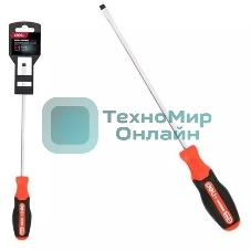 Отвертка шлицевая DELI DL3450 SL6x200мм сталь S2, матовый стержень, двухкомпонентная прорезиненная рукоять