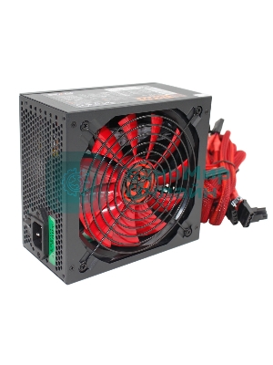 Блок питания Ginzzu PC600 Red, 600Вт, 80 PLUS, 140мм, черный/красный