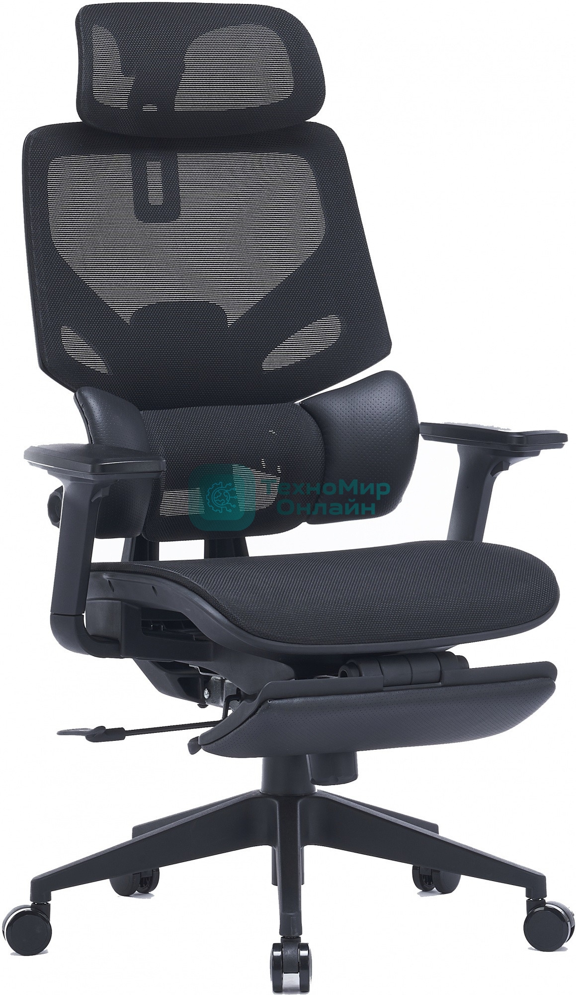 Кресло Cactus CS-CHR-MC01-BK черный, сетка, подголовник