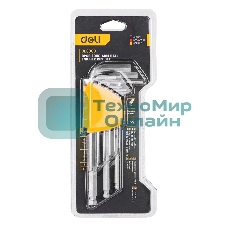 Набор шестигранных ключей с шаром Deli DL3088 9 шт. Размер: 1,5-10 мм. Материал: Cr-V. Шаровой конец. Хромированный.