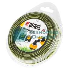 Леска для триммера Denzel двухкомпонентная квадратная, 2,0 мм х 15 м, блистер SkyCutter