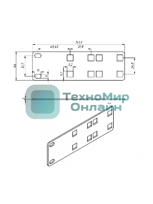 Кронштейн Hyperline, прямое, 141,2х44х2 мм (ВхШхГ), вертикальный, 19